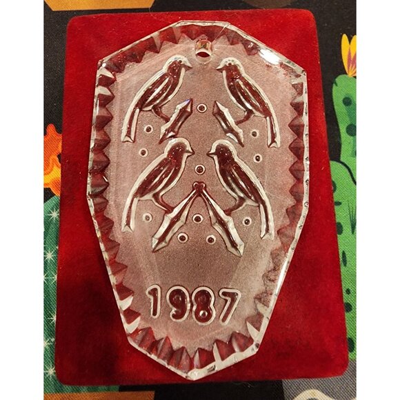 1987 Waterford Crystal Ornament Four Calling Birds with box - Picture 1 of 5